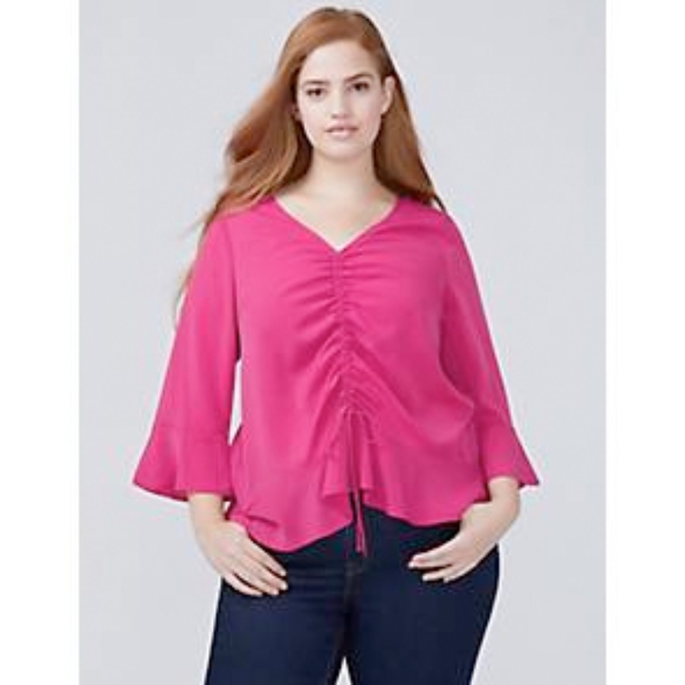 Lane Bryant Ruched-Front Top in Magenta NWT